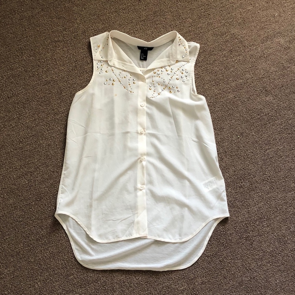 Sequin Button Up Tank Top